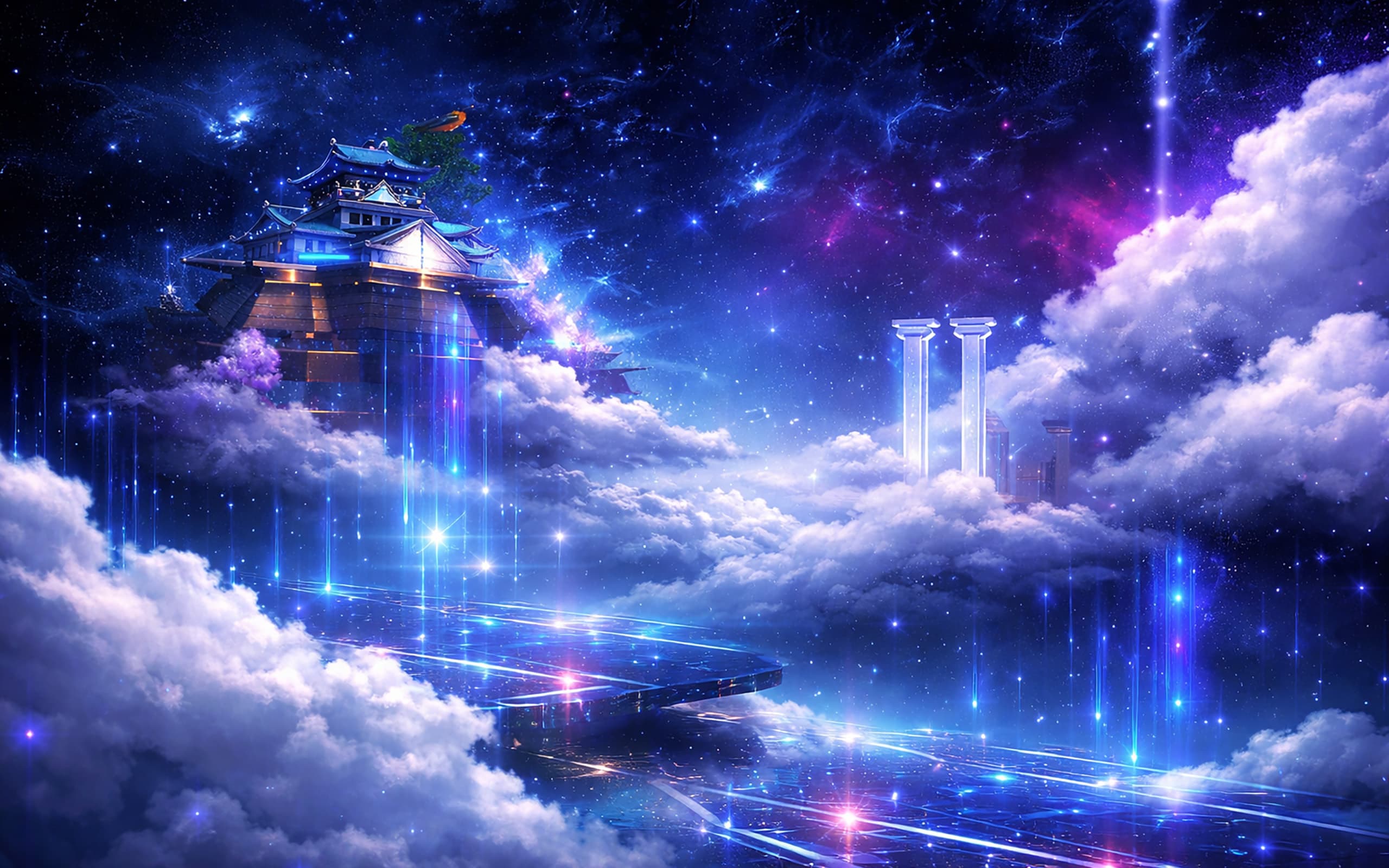 Futuristic floating palace illustration